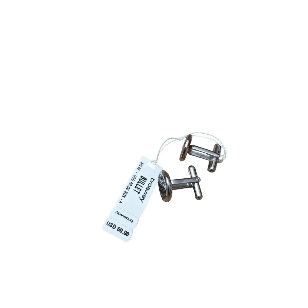 Brosway Bullet Stainless Steel‎ Geometric Lattice Round Cufflinks Silver
